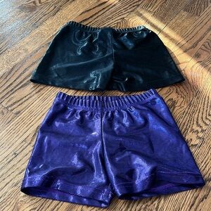 Girl’s set of 2 Gem Gear dance shorts, Size S, washed in cold & hung to …